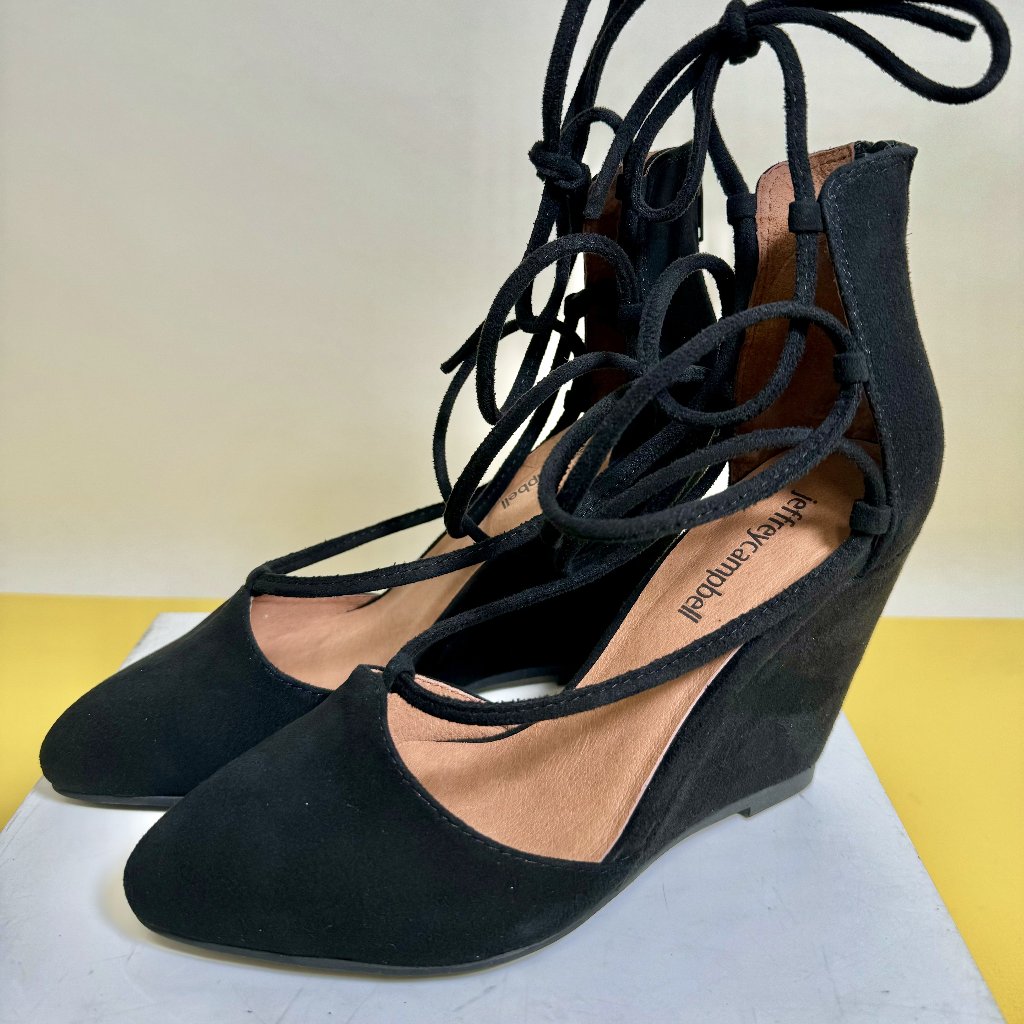 Nib Jeffrey Campbell Ouverte, Black Suede Wedges